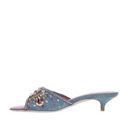 2000er René Caovilla Verzierte Sandalen aus Denim