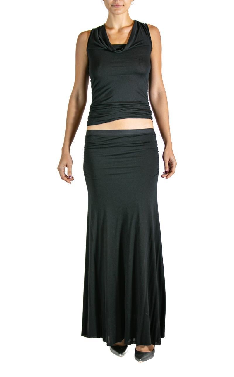 2000S RICK OWENS Schwarzes Kleid aus Wolle 2 Stück im Zustand „Hervorragend“ im Angebot in New York, NY