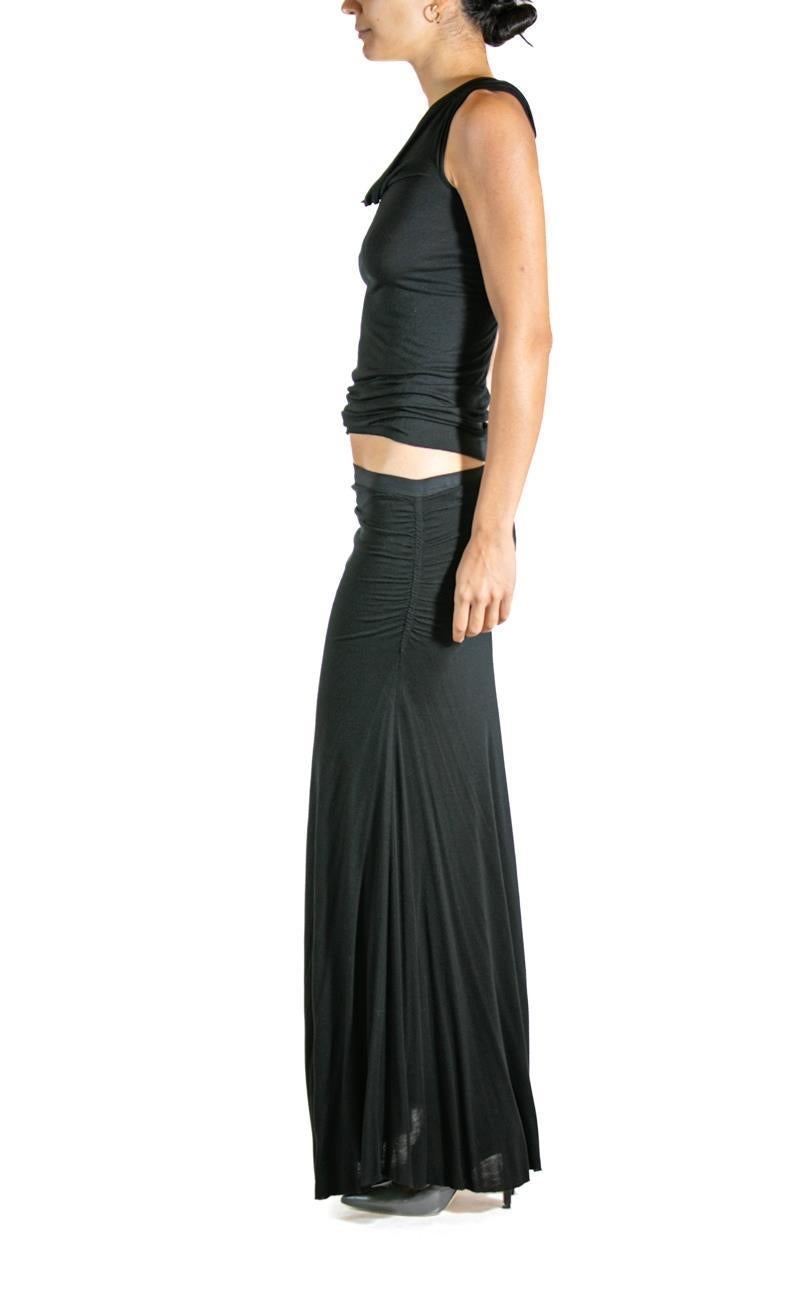 2000S RICK OWENS Schwarzes Kleid aus Wolle 2 Stück Damen im Angebot