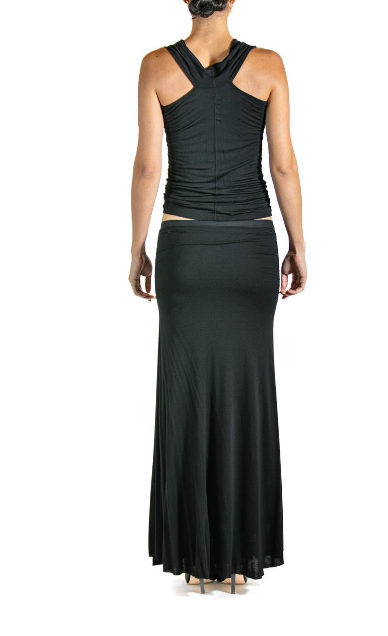 2000S RICK OWENS Schwarzes Kleid aus Wolle 2 Stück im Angebot 2