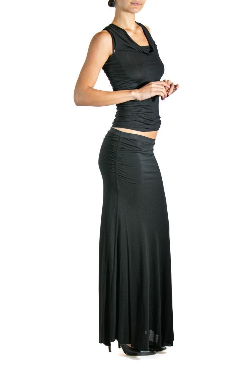 2000S RICK OWENS Schwarzes Kleid aus Wolle 2 Stück im Angebot 3