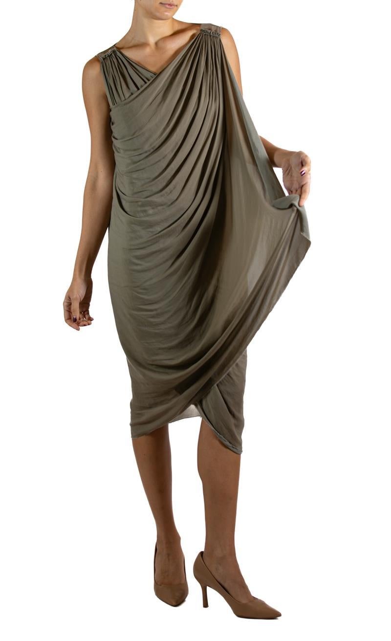2000S RICK Owens Gonna in lana e rayon verde giada Top in cashmere in vendita 6