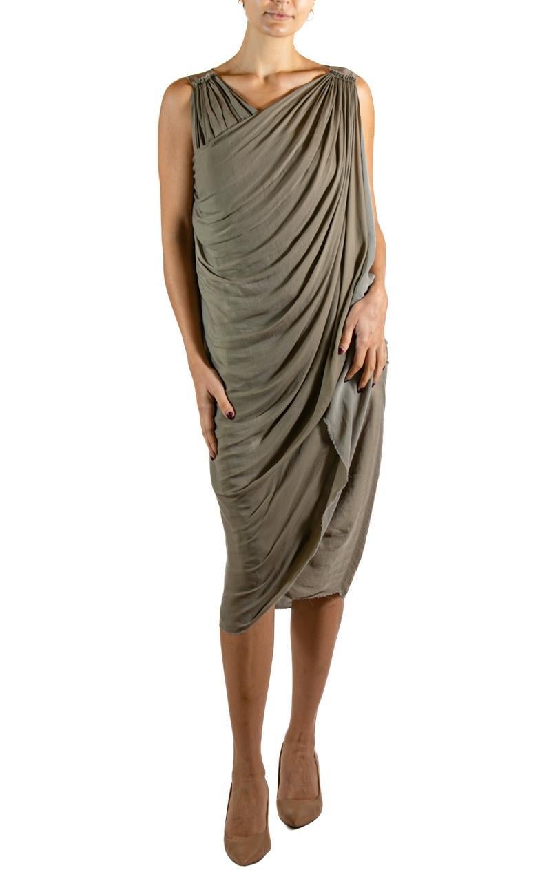 Marrone 2000S RICK Owens Gonna in lana e rayon verde giada Top in cashmere in vendita