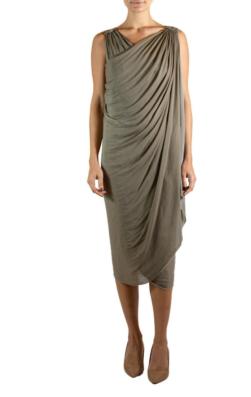 2000S RICK Owens Gonna in lana e rayon verde giada Top in cashmere in vendita 2