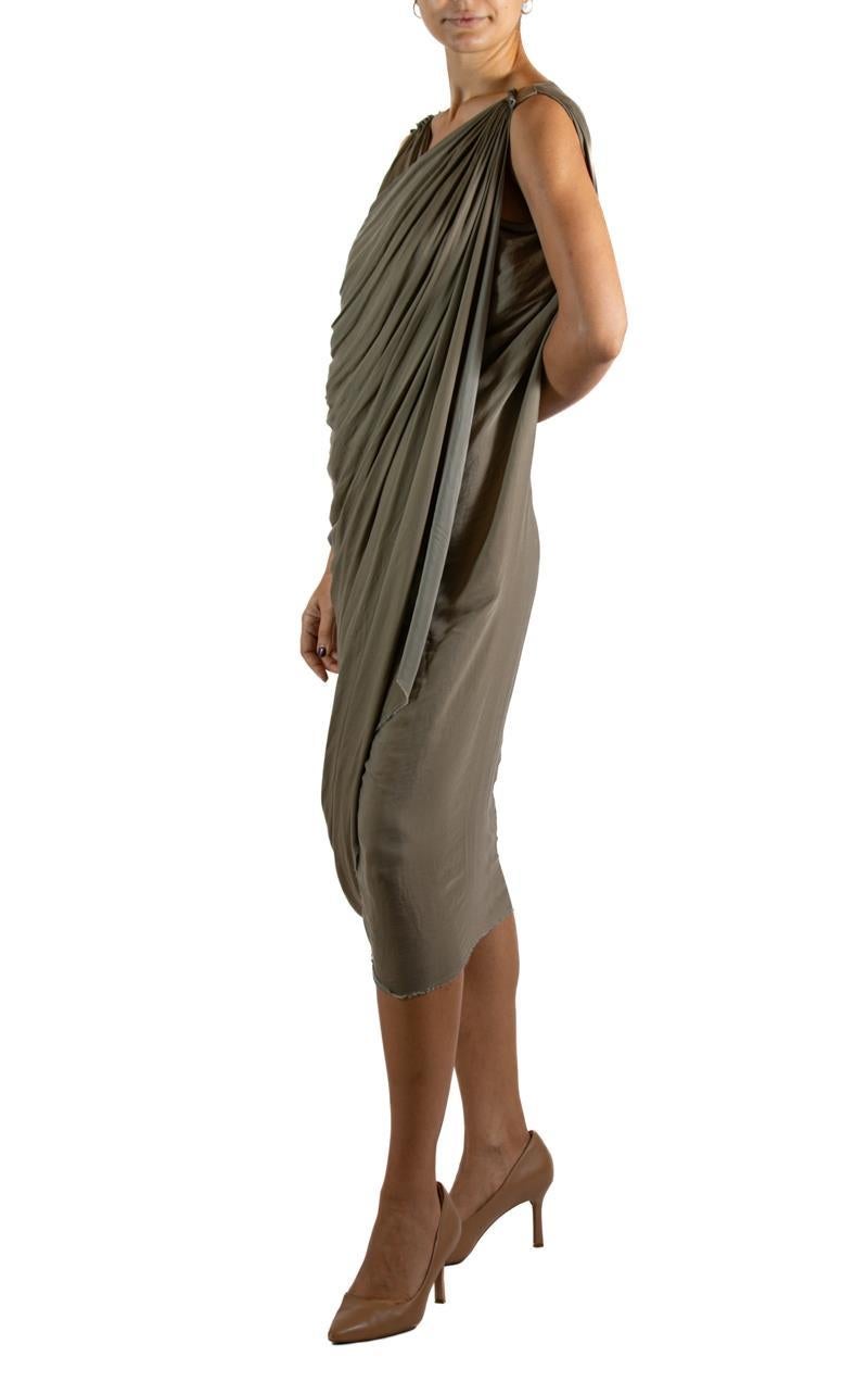 2000S RICK Owens Gonna in lana e rayon verde giada Top in cashmere in vendita 3