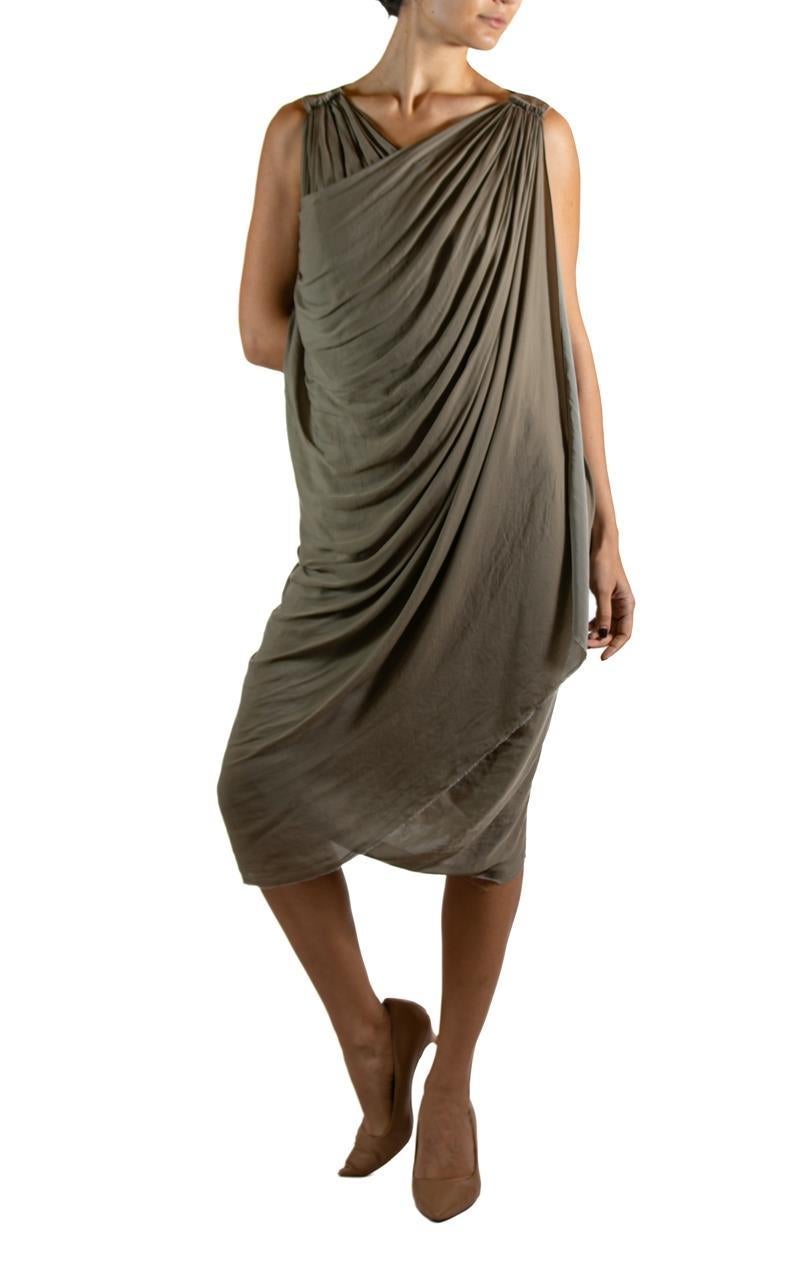 2000S RICK Owens Gonna in lana e rayon verde giada Top in cashmere in vendita 4