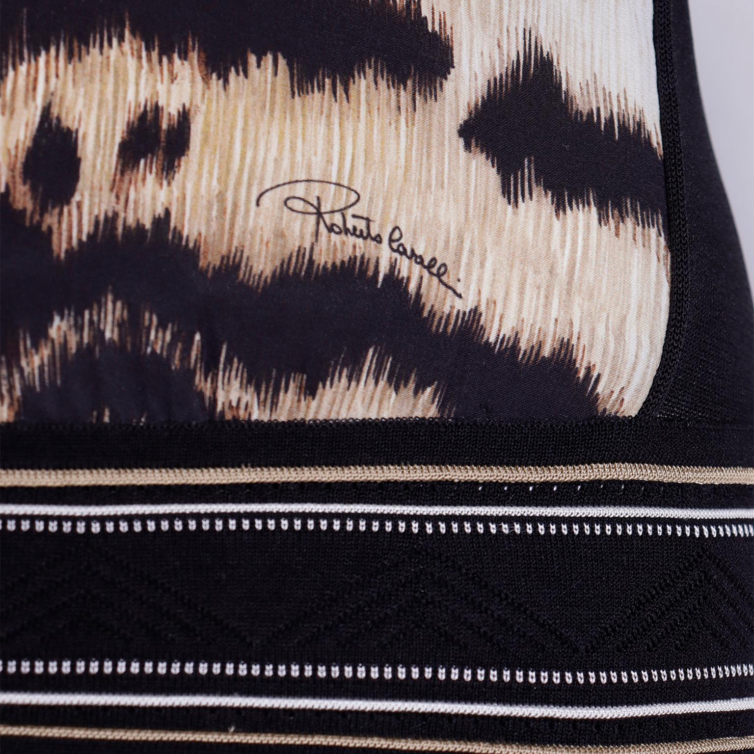 2000s Roberto Cavalli Animal Print Sleeveless Drop Waist Dress w Pleated Skirt For Sale 3