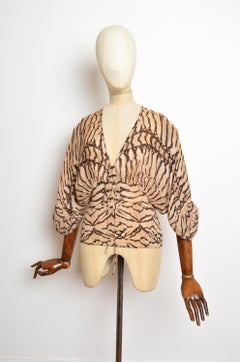 2000’s Roberto Cavalli Animal Snake Print Silk Chiffon Blouse - Top