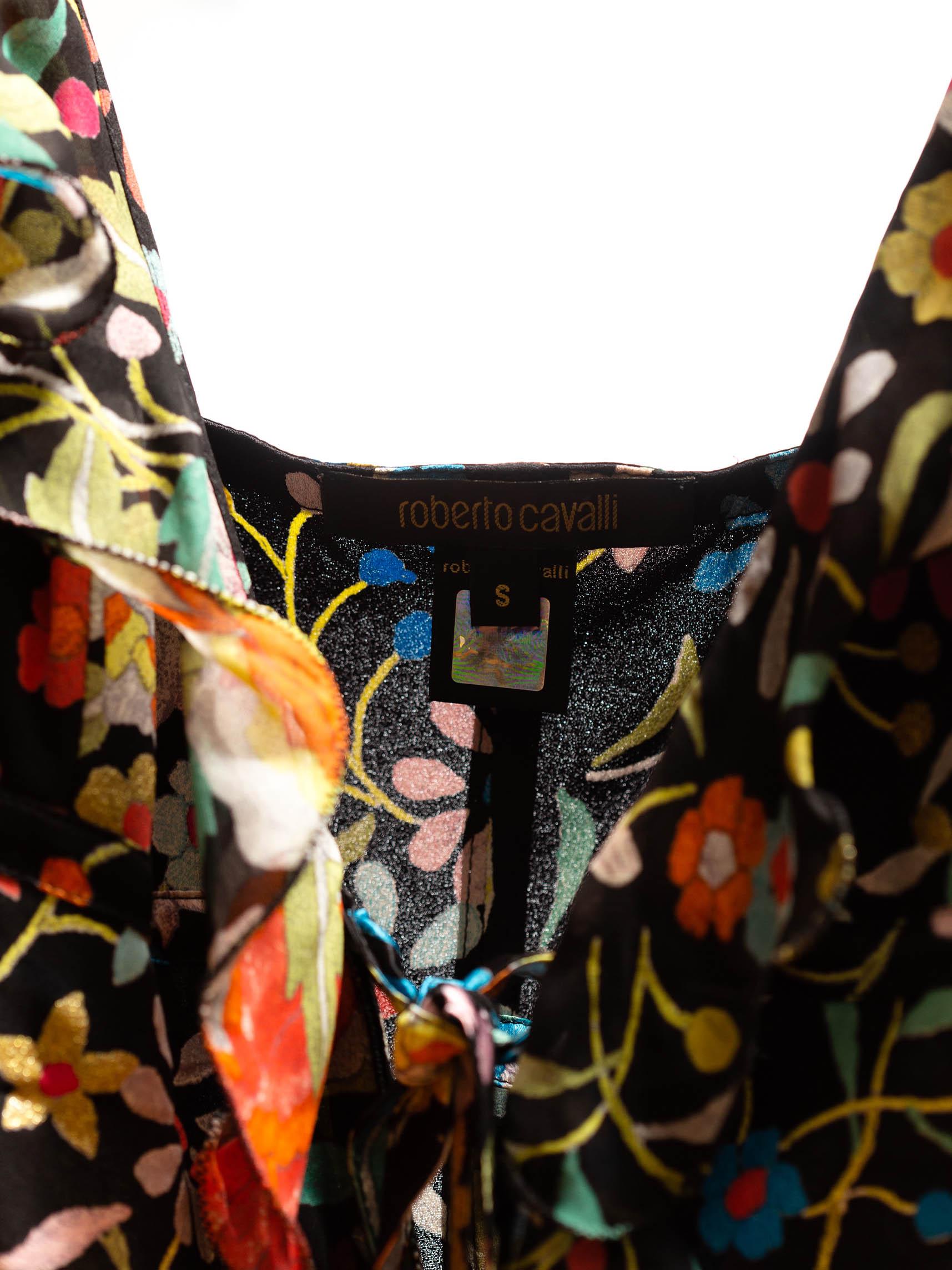 2000S ROBERTO CAVALLI Bias Cut Silk Chinese Embroidery Print Dress 5