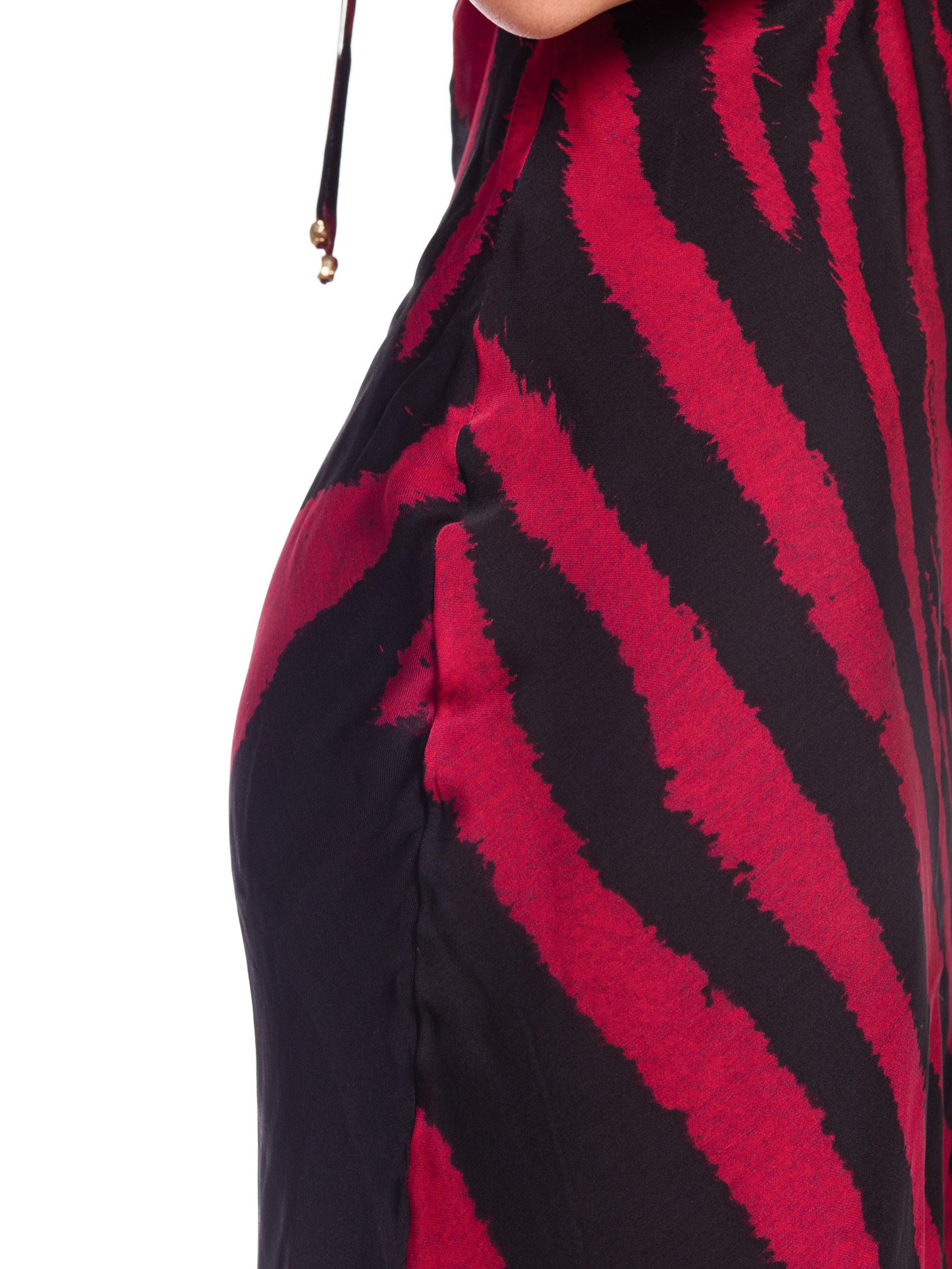 2000s Roberto Cavalli Bias Silk Chiffon Animal Print Slit Gown with Fur NWT 9