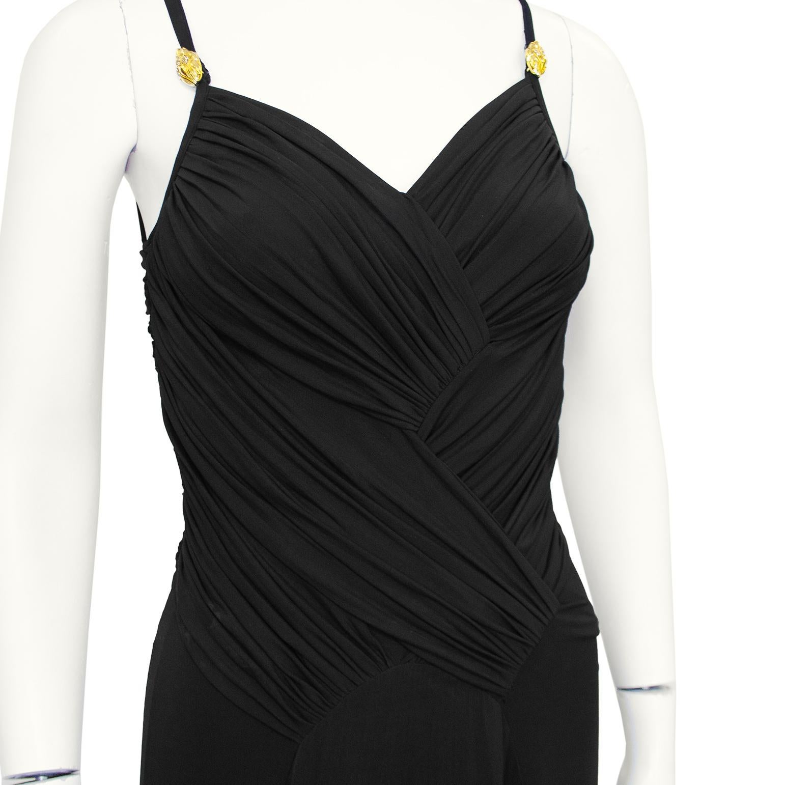Women's 2000s Roberto Cavalli Black Grecian Style Cocktail Dress For Sale