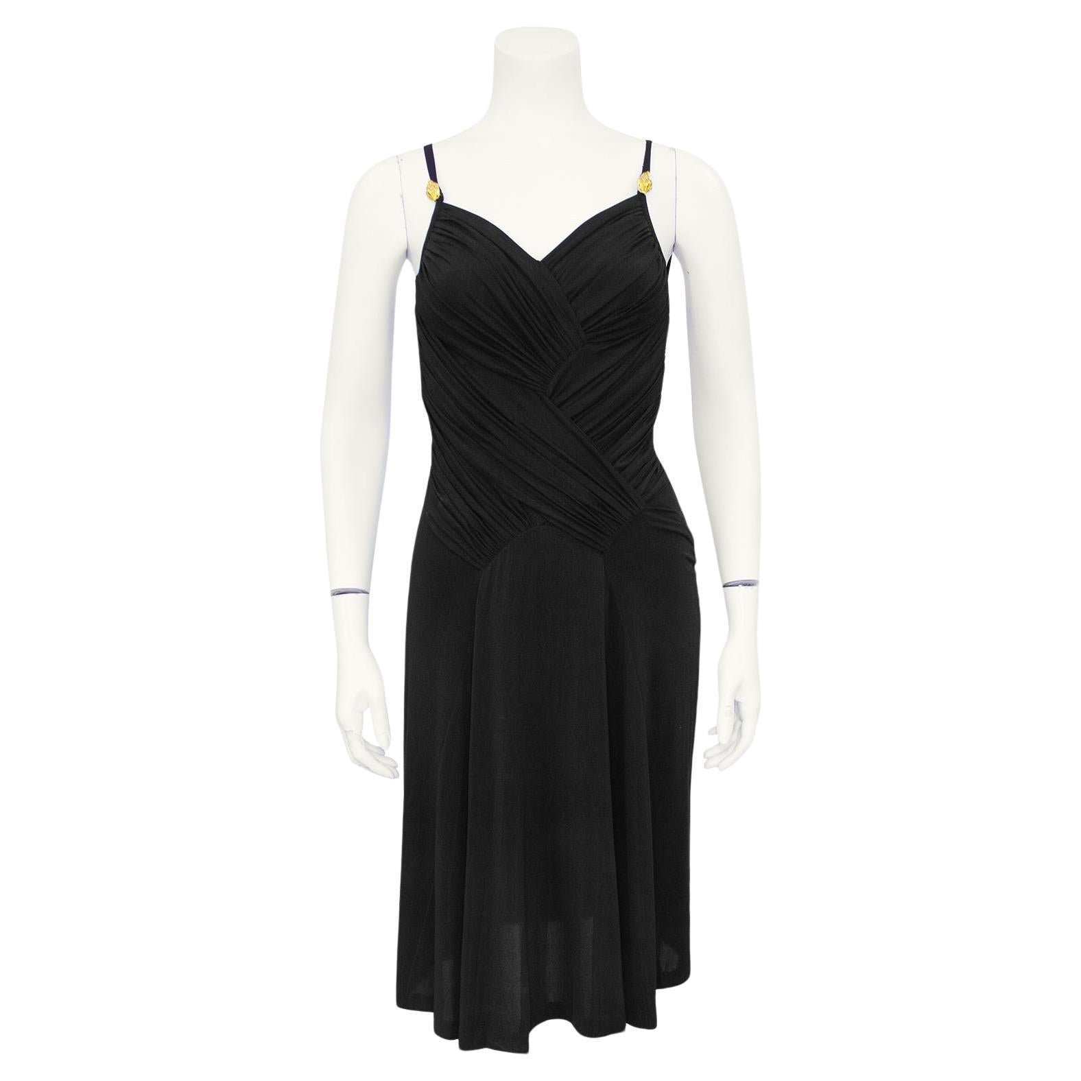 2000s Roberto Cavalli Black Grecian Style Cocktail Dress For Sale