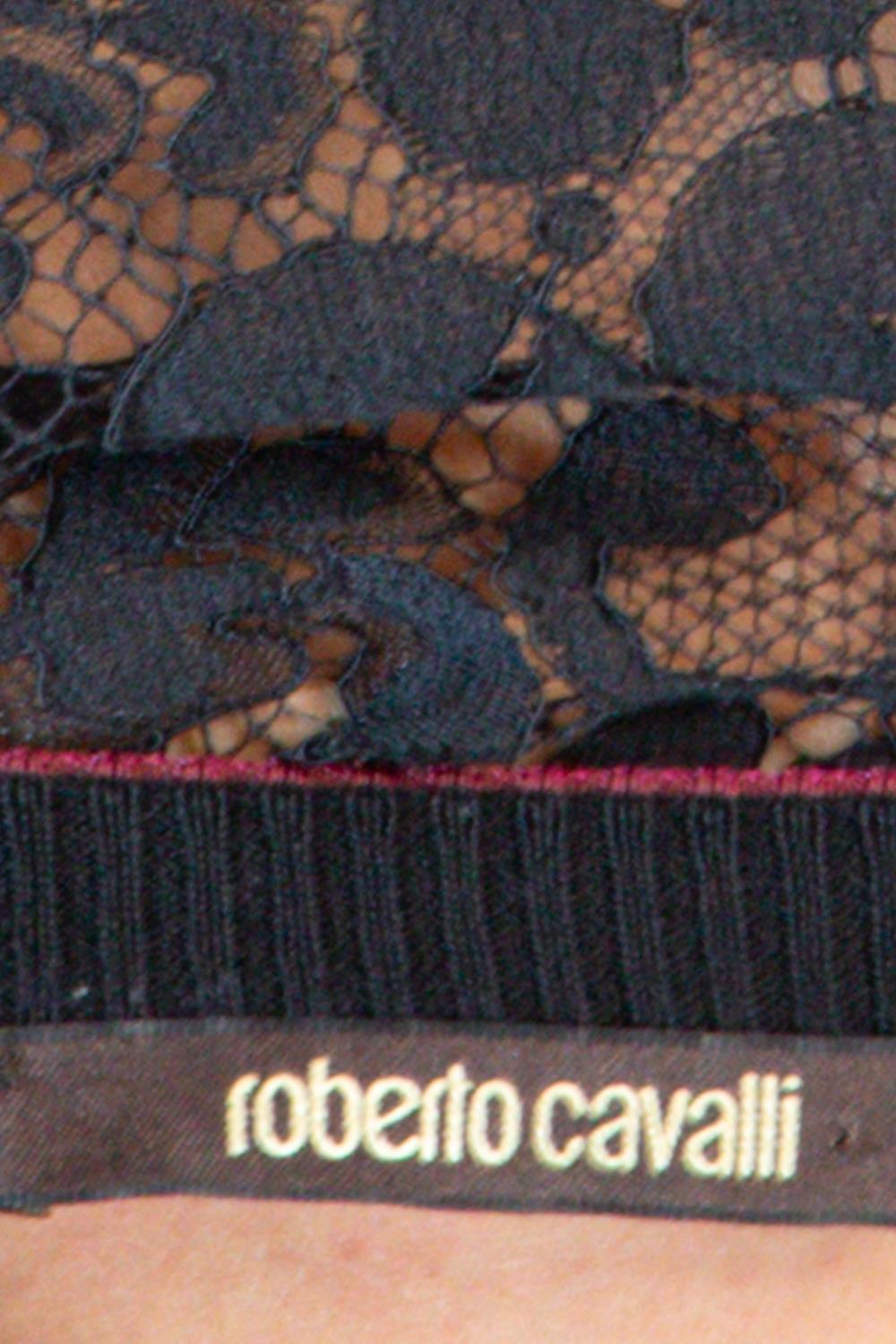 2000S Roberto Cavalli Black Rayon Blend Knit Dress With Snakes & Playing Cards For Sale 5
