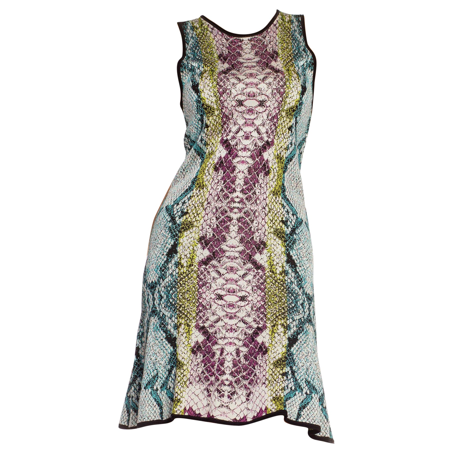 2000S ROBERTO CAVALLI Blue 
Purple Viscose Knit Snake Skin Dress