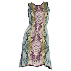 2000S ROBERTO CAVALLI Blue & Purple Viscose Knit Snake Skin Dress
