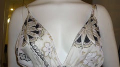 2000s Roberto Cavalli Top de gasa estampada con cinturón de tiras (S)