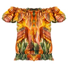 Roberto Cavalli anni 2000 - Top con maniche a sbuffo in chiffon Taglia 42