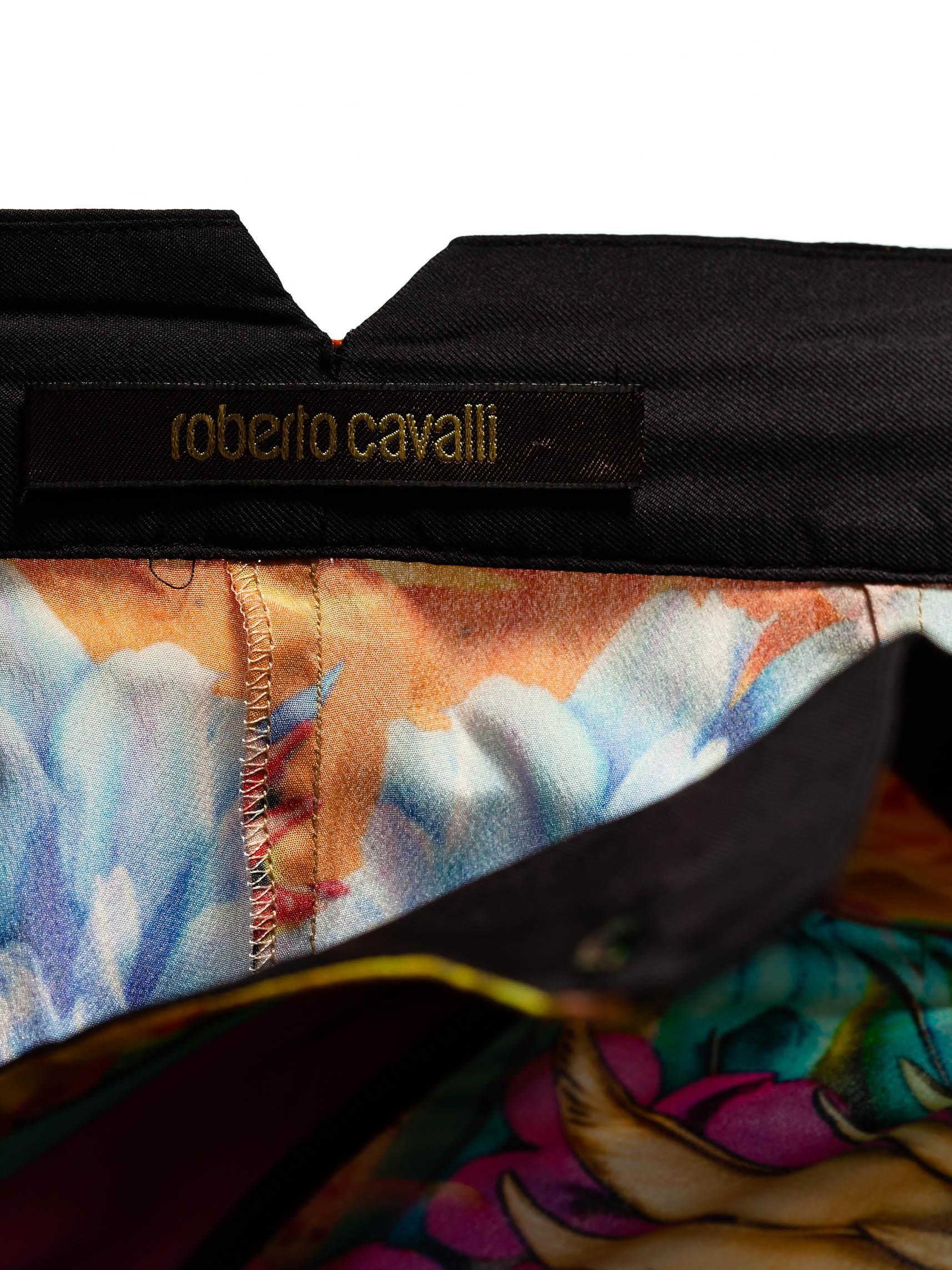 Women's 2000S ROBERTO CAVALLI Floral Print Silk Low Rise Psychedelic Pants