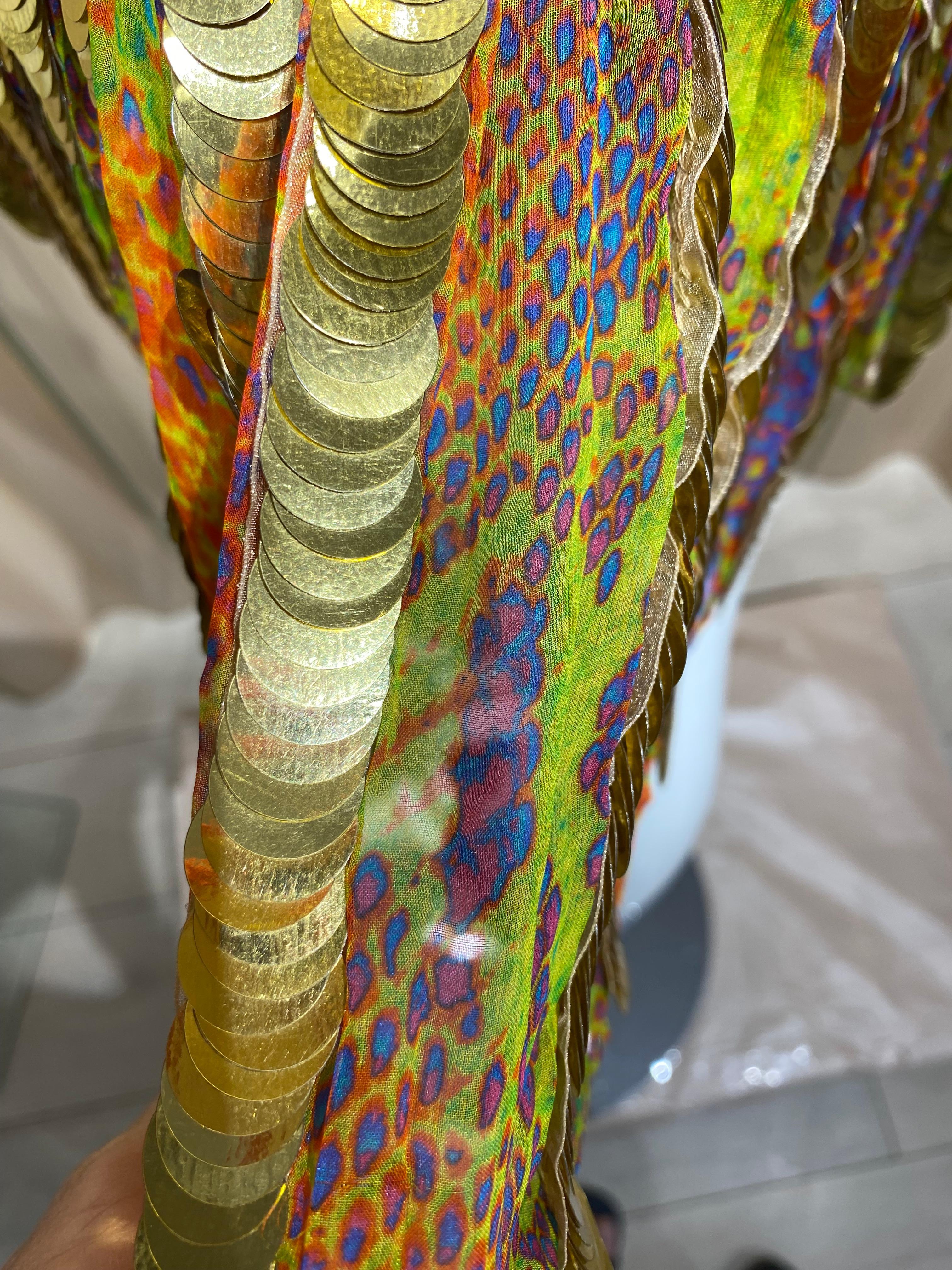 2000s Roberto Cavalli Gold Sequin Drop Waist Flapper Style Dress For Sale 4