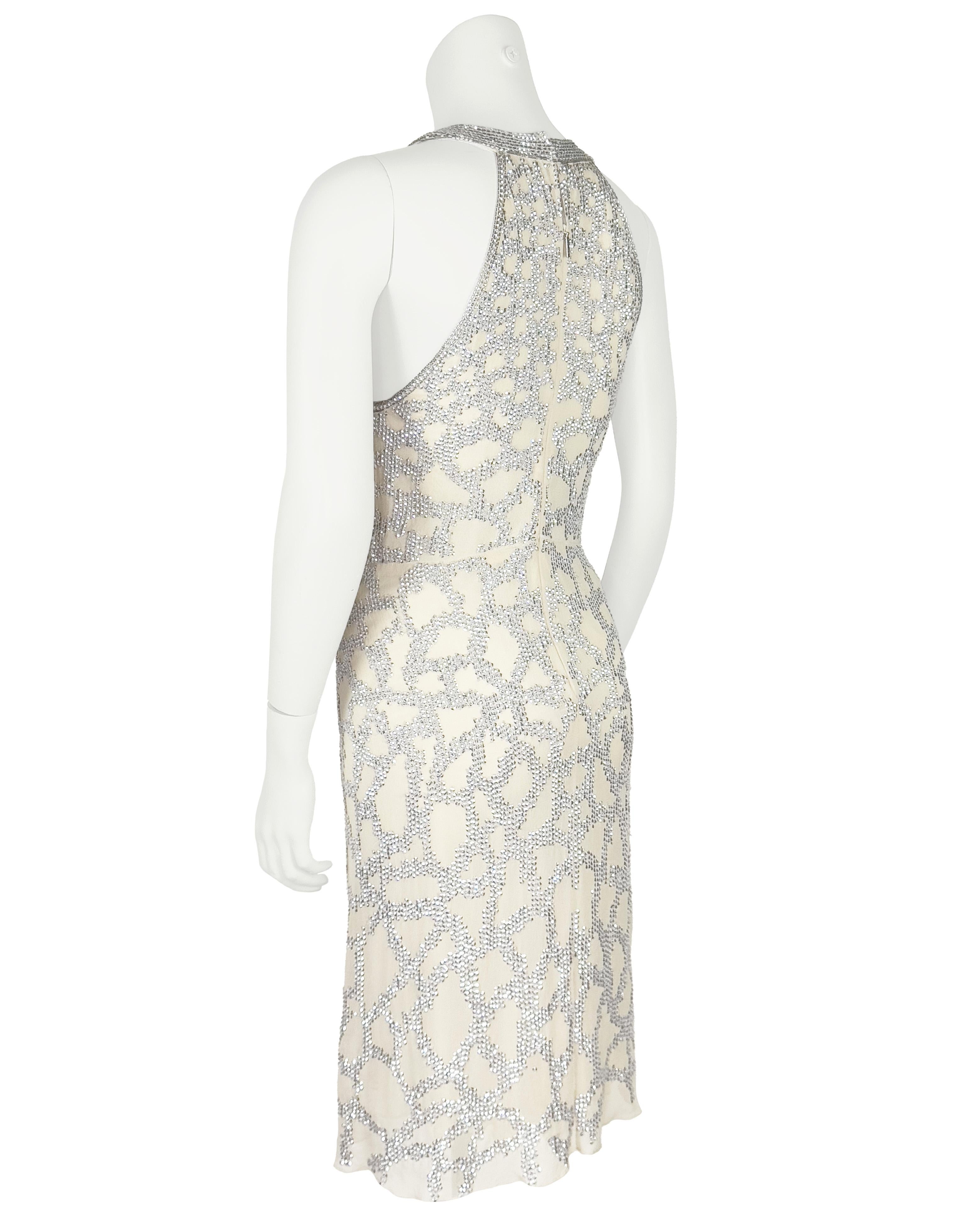 Gray 2000's Roberto Cavalli Jewel Encrusted Evening  Mini Dress For Sale