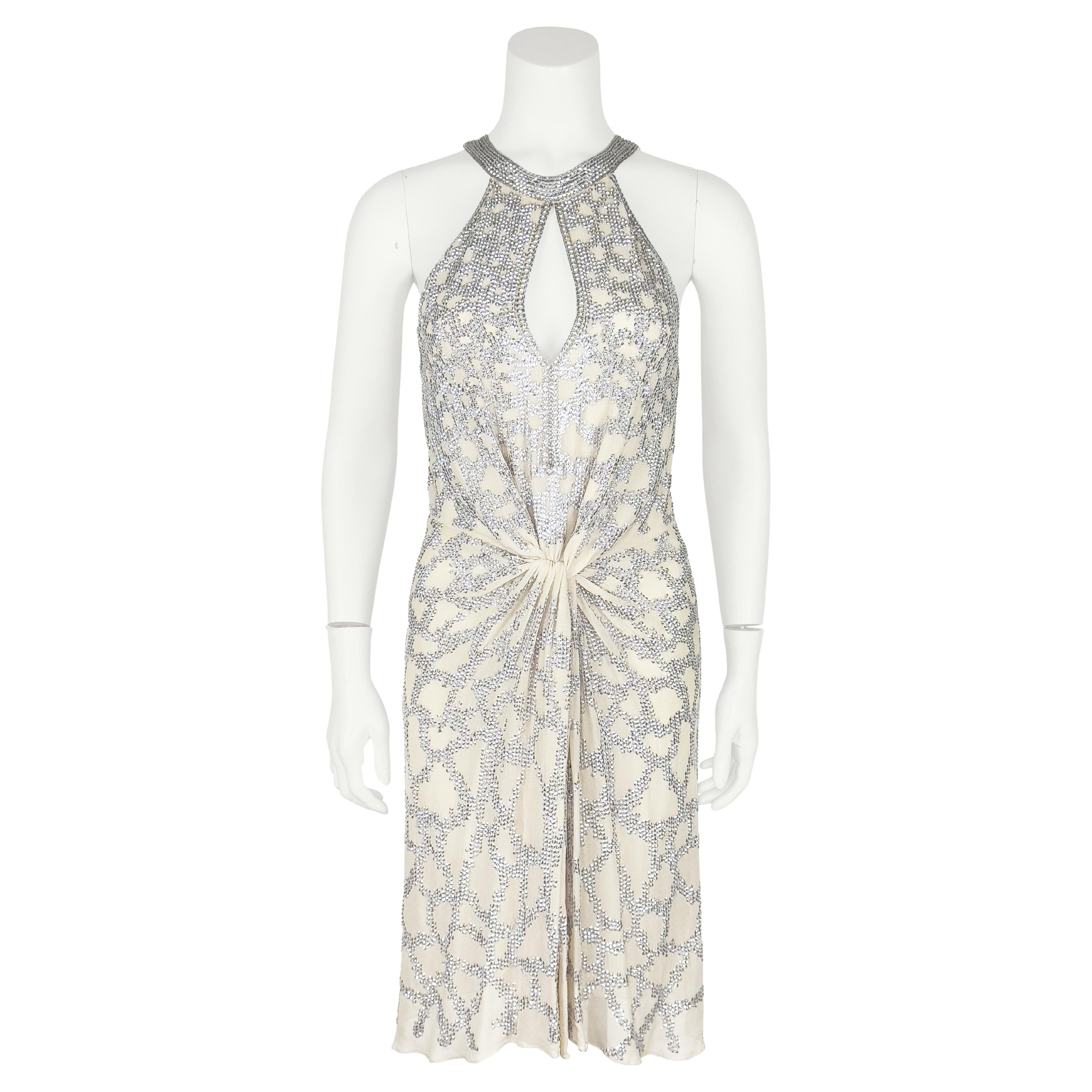 2000's Roberto Cavalli Jewel Encrusted Evening  Mini Dress For Sale