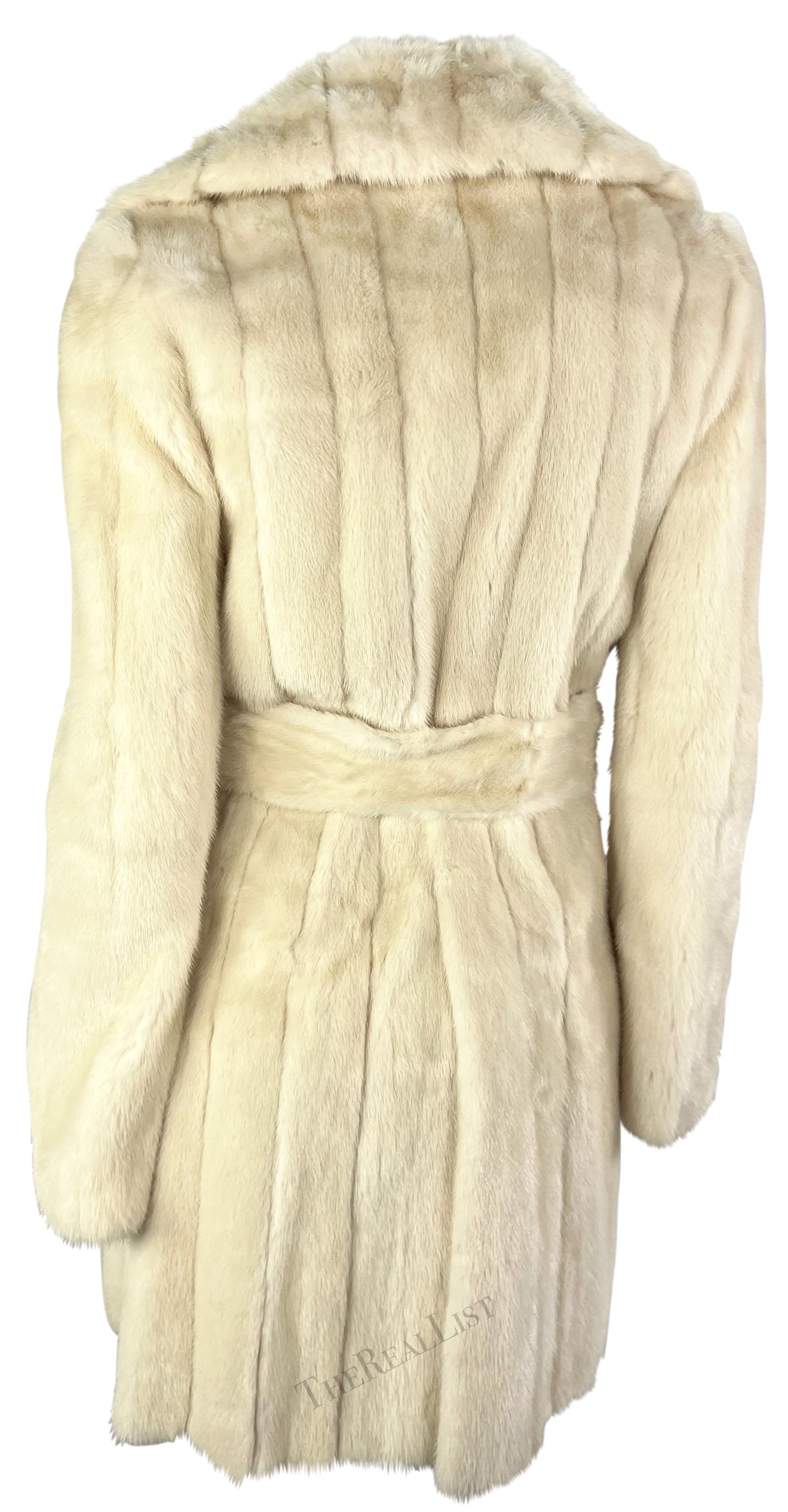 2000s Roberto Cavalli Off-White Mink Belted Long Fur Coat For Sale 1