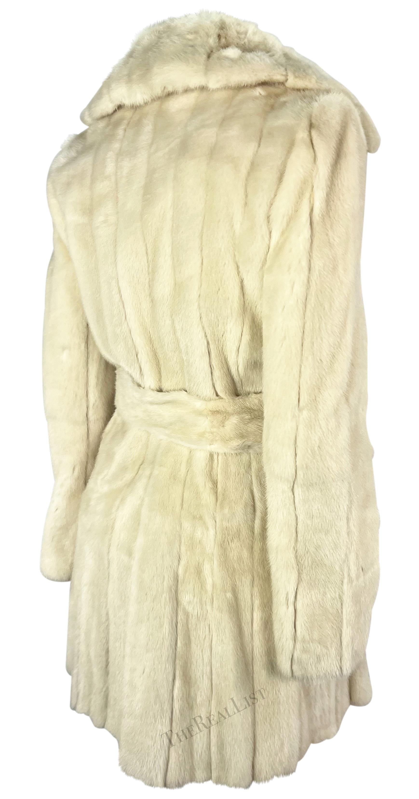 2000s Roberto Cavalli Off-White Mink Belted Long Fur Coat For Sale 2