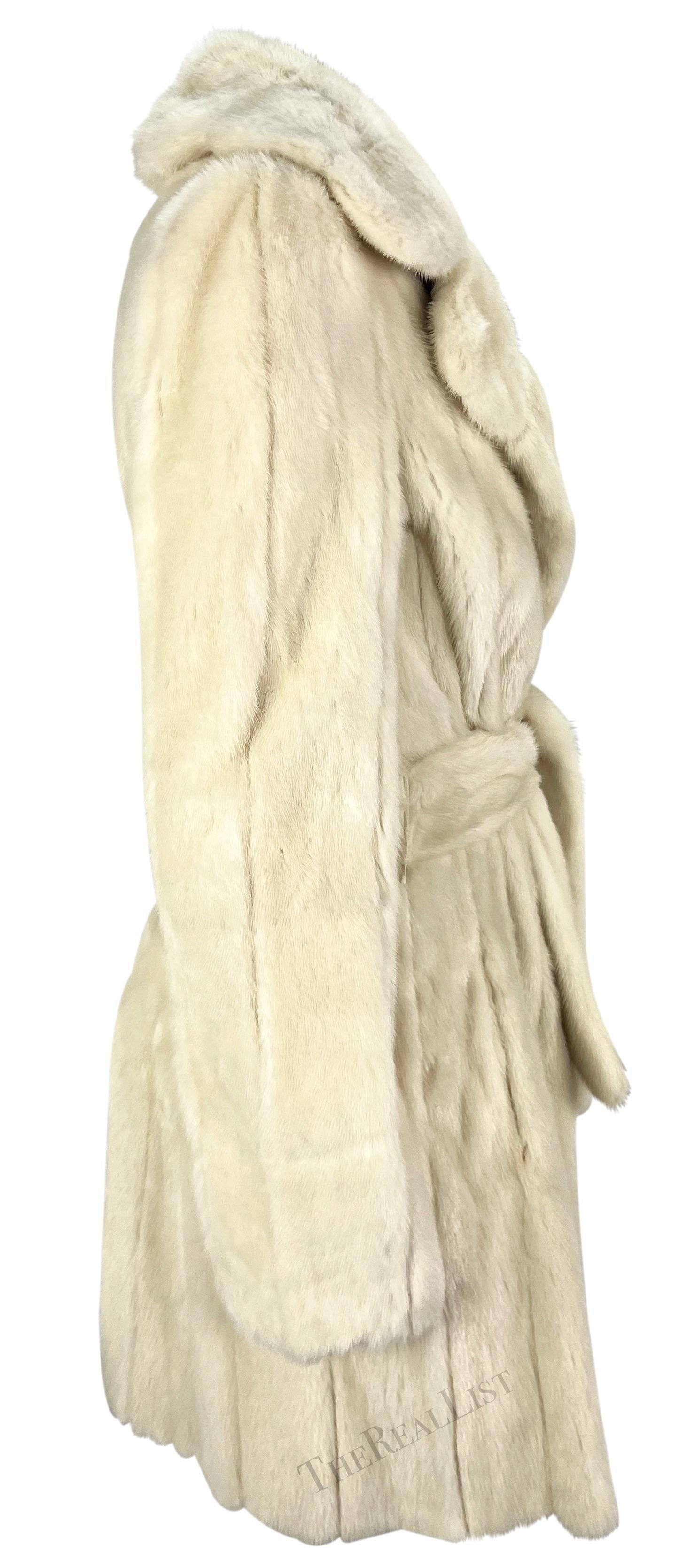 2000s Roberto Cavalli Off-White Mink Belted Long Fur Coat For Sale 3