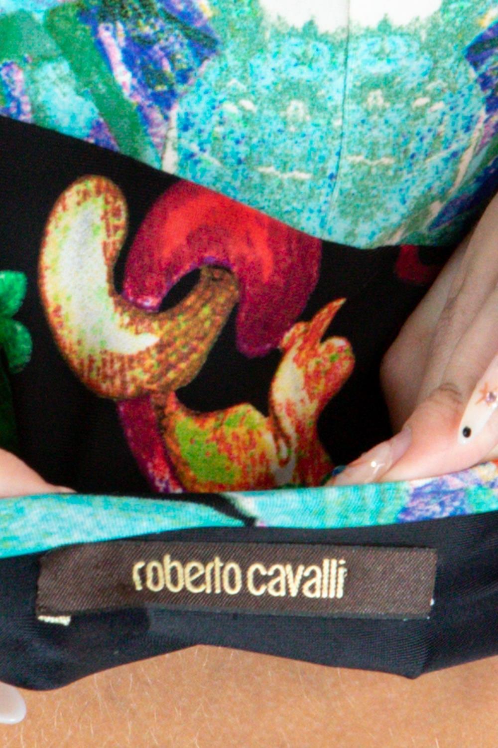 Roberto Cavalli, jupe imprimée serpent gothique en jersey poly/Lycra, taille basse, années 2000 en vente 5