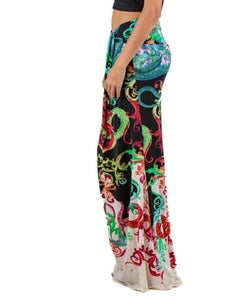 2000S Roberto Cavalli Poly/Lycra Jersey Low-Rise Gothic Snake Print Skirt With