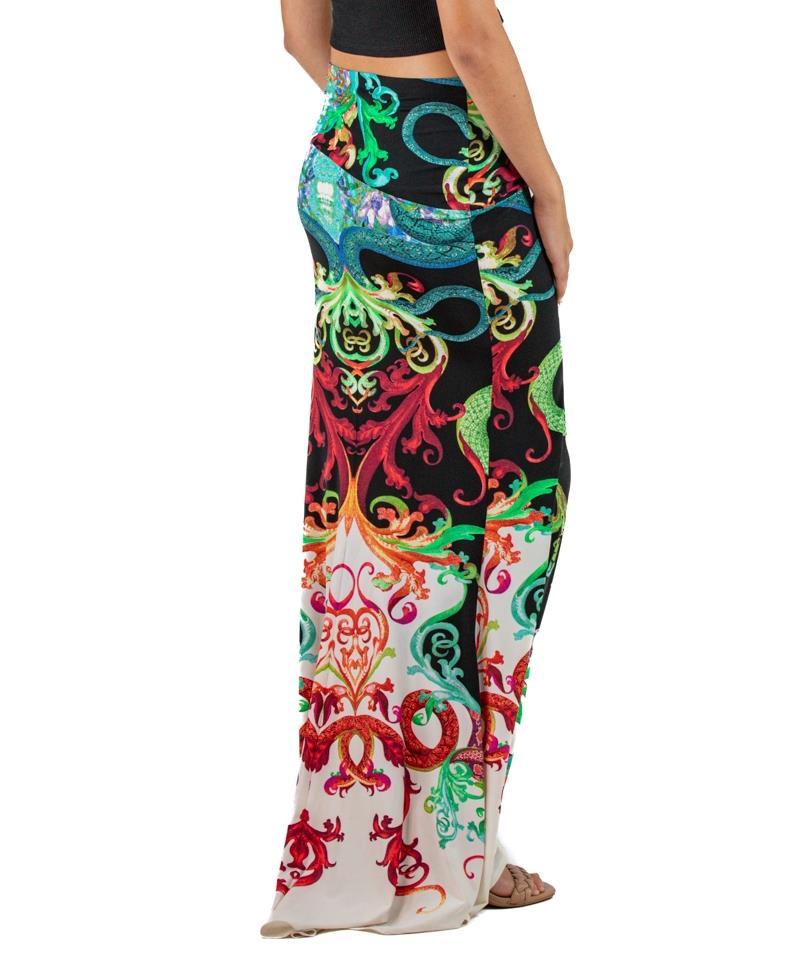Roberto Cavalli, jupe imprimée serpent gothique en jersey poly/Lycra, taille basse, années 2000 Pour femmes en vente