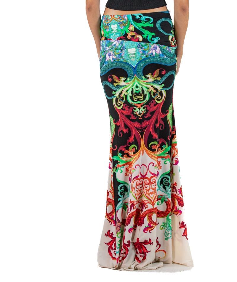 Roberto Cavalli, jupe imprimée serpent gothique en jersey poly/Lycra, taille basse, années 2000 en vente 2