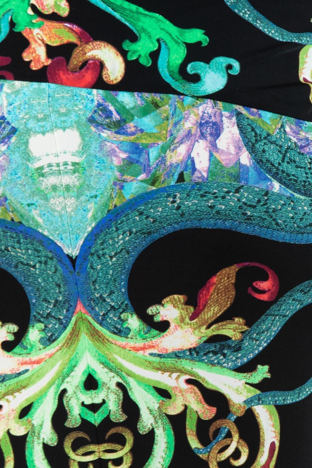 Roberto Cavalli, jupe imprimée serpent gothique en jersey poly/Lycra, taille basse, années 2000 en vente 4