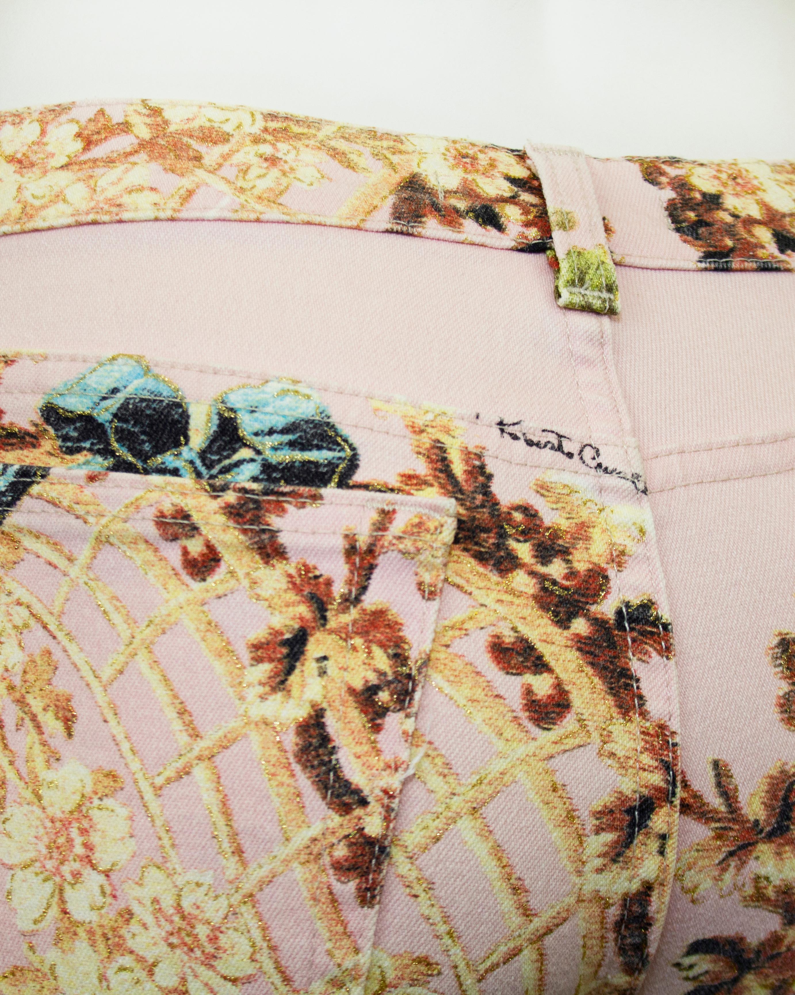 Women's 2000's Roberto Cavalli Printed Pale Pink Jeans