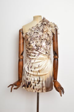 Mini abito monospalla asimmetrico in pura seta di Roberto Cavalli del 2000