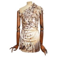 Mini abito monospalla asimmetrico in pura seta di Roberto Cavalli del 2000