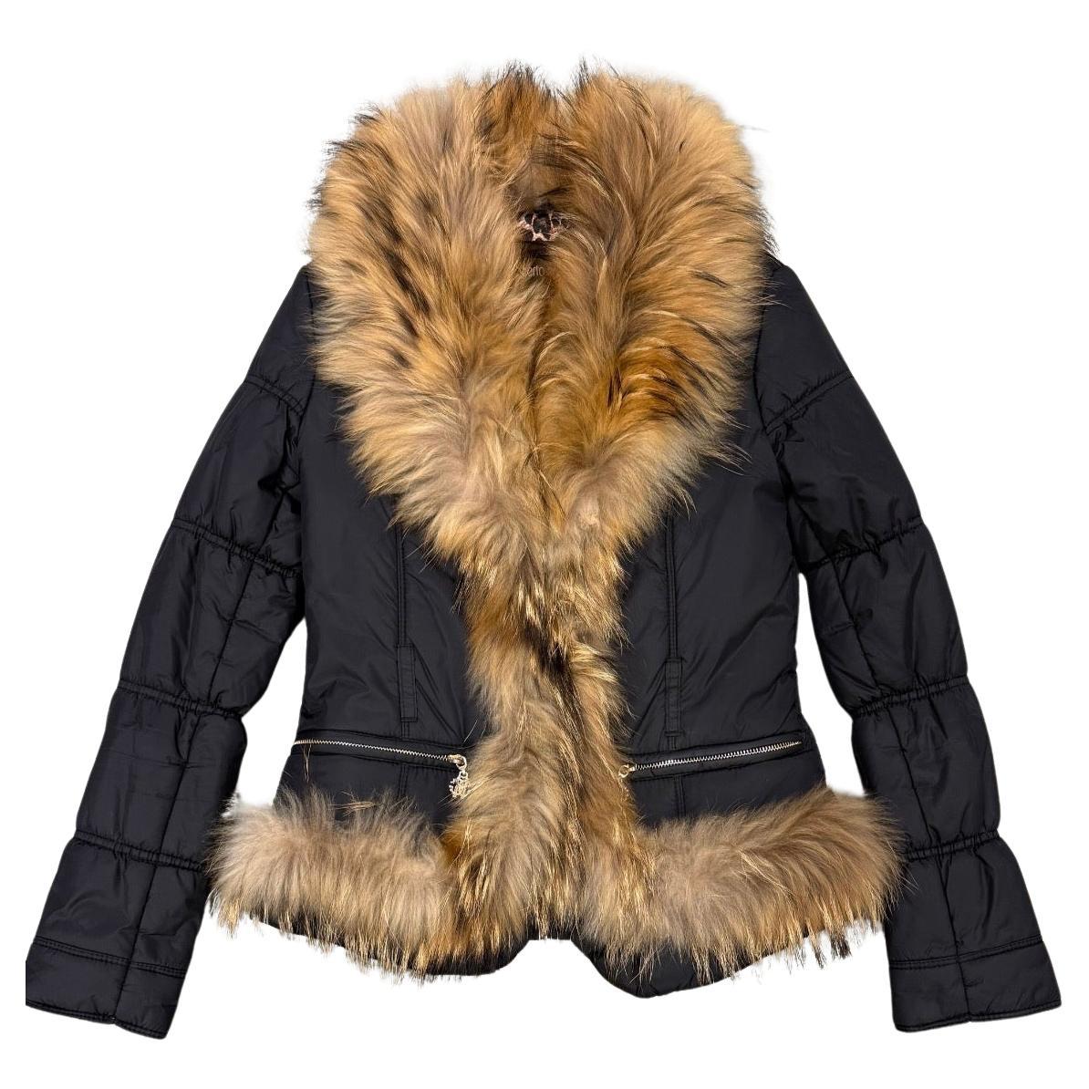 2000s Roberto Cavalli racoon fur puffer jacket