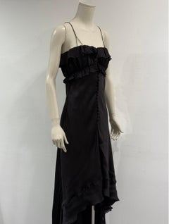 2000s Roberto Cavalli silk ruffled high-low evening dress
