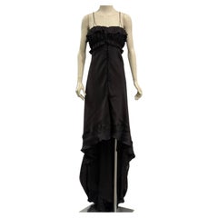 2000s Roberto Cavalli silk ruffled high-low evening dress