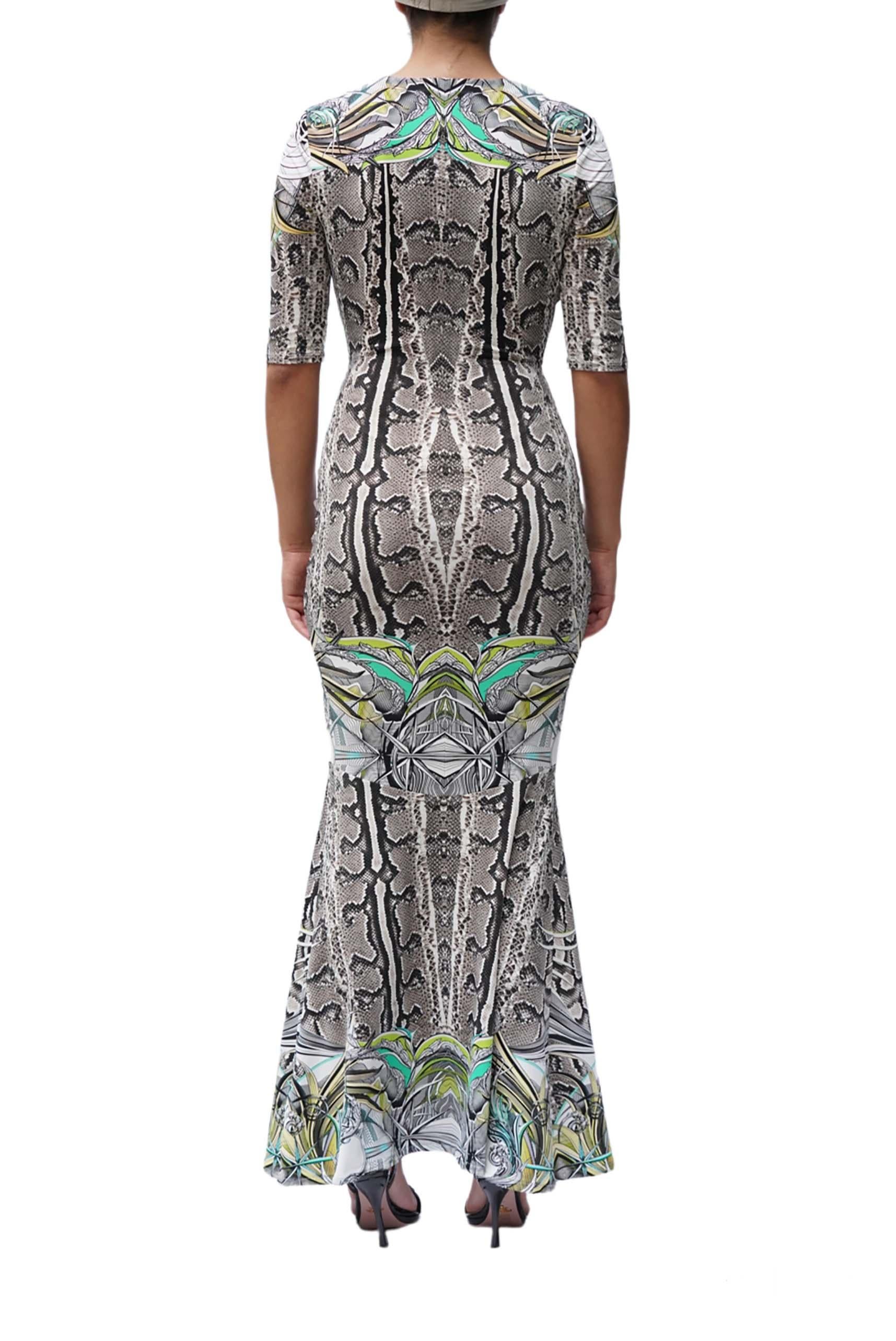 2000S ROBERTO CAVALLI Snake Print Multicolored Jersey Long Sleeve  Dress For Sale 4