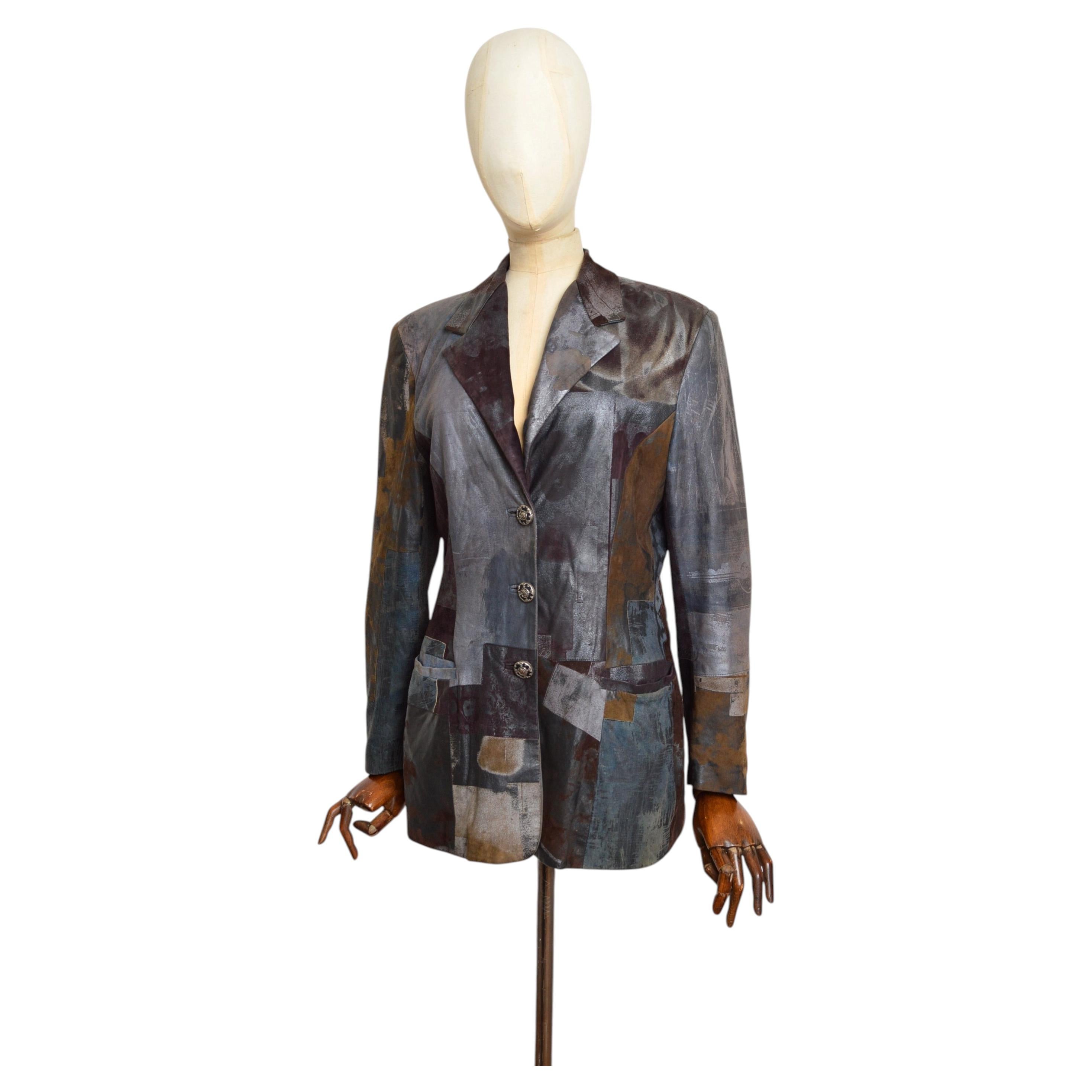 2000’s Roberto Cavalli Vintage Boho Patchwork Suede and Leather Blazer - Jacket