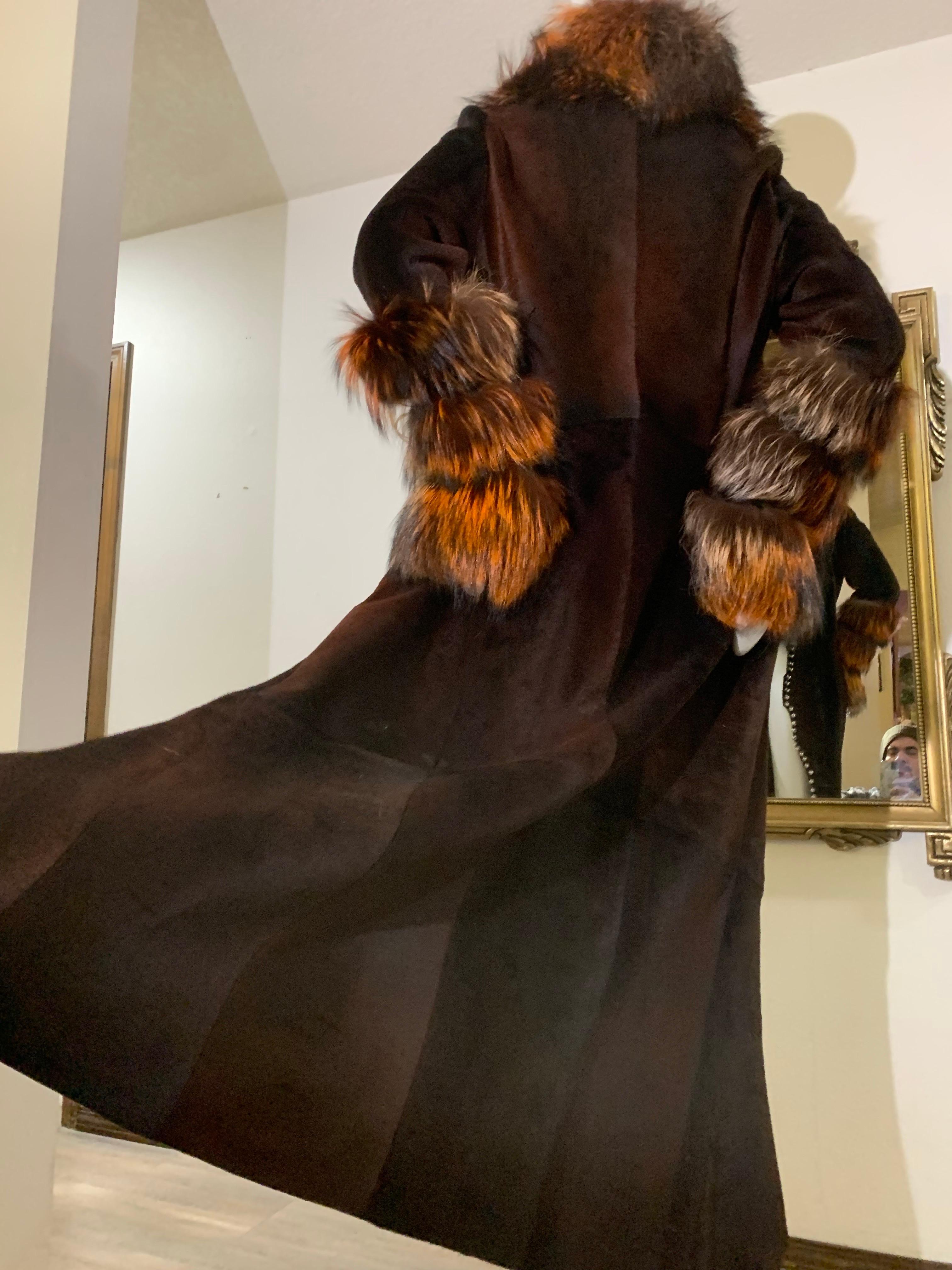 2000s Rockstar Runway Roberto Cavalli Pony Fur & Fox Collar Maxi Coat 5