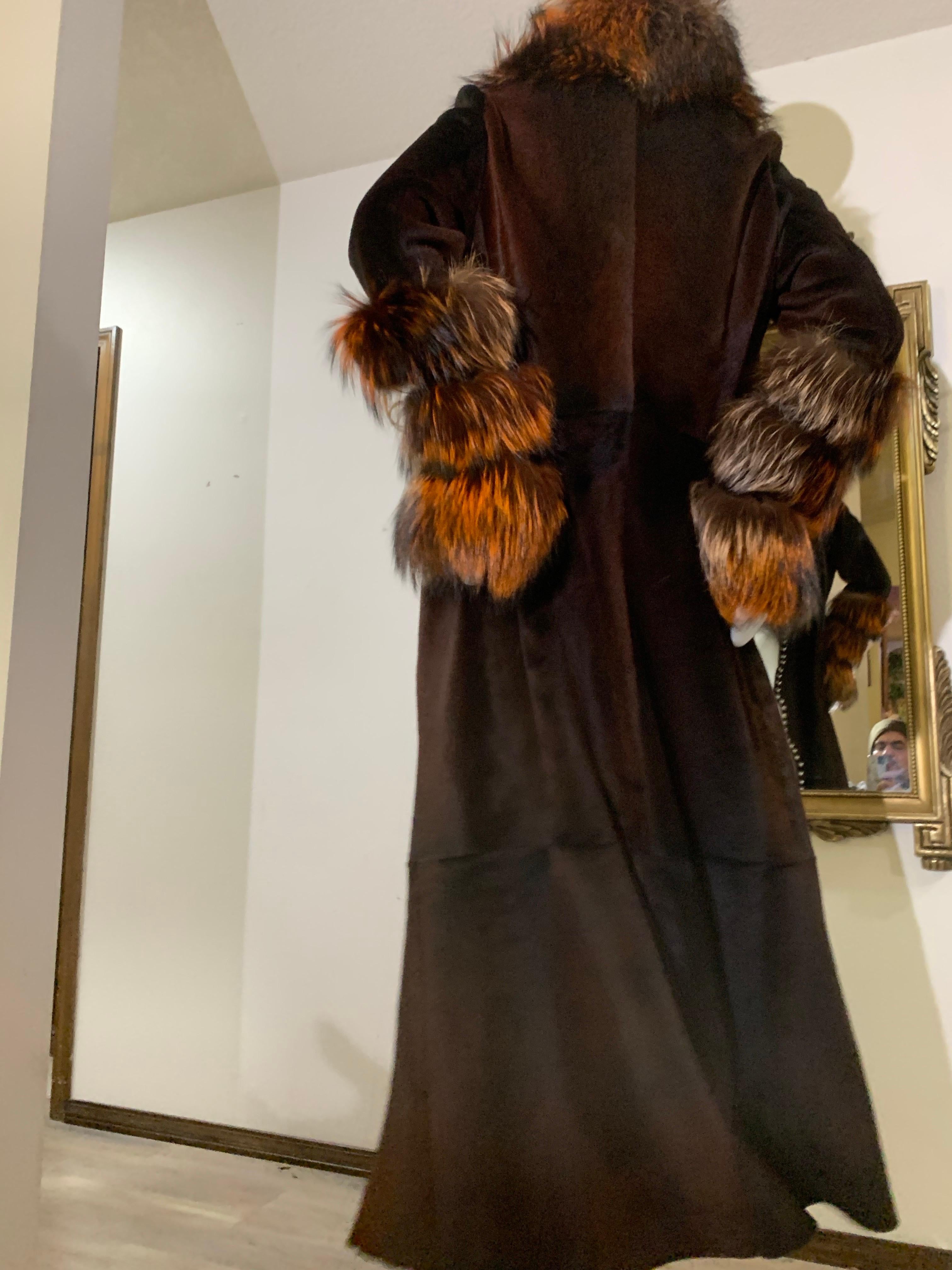 2000s Rockstar Runway Roberto Cavalli Pony Fur & Fox Collar Maxi Coat 6