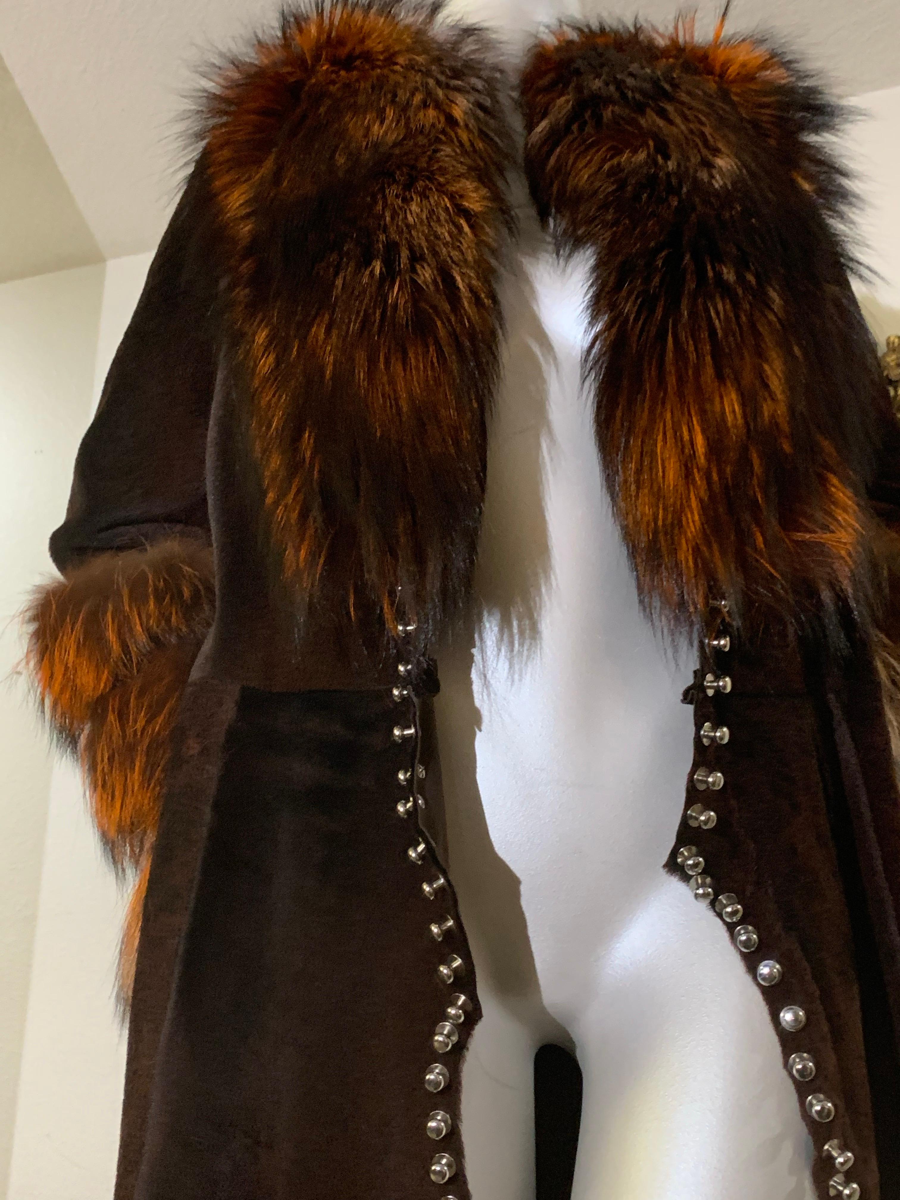 2000s Rockstar Runway Roberto Cavalli Pony Fur & Fox Collar Maxi Coat 8