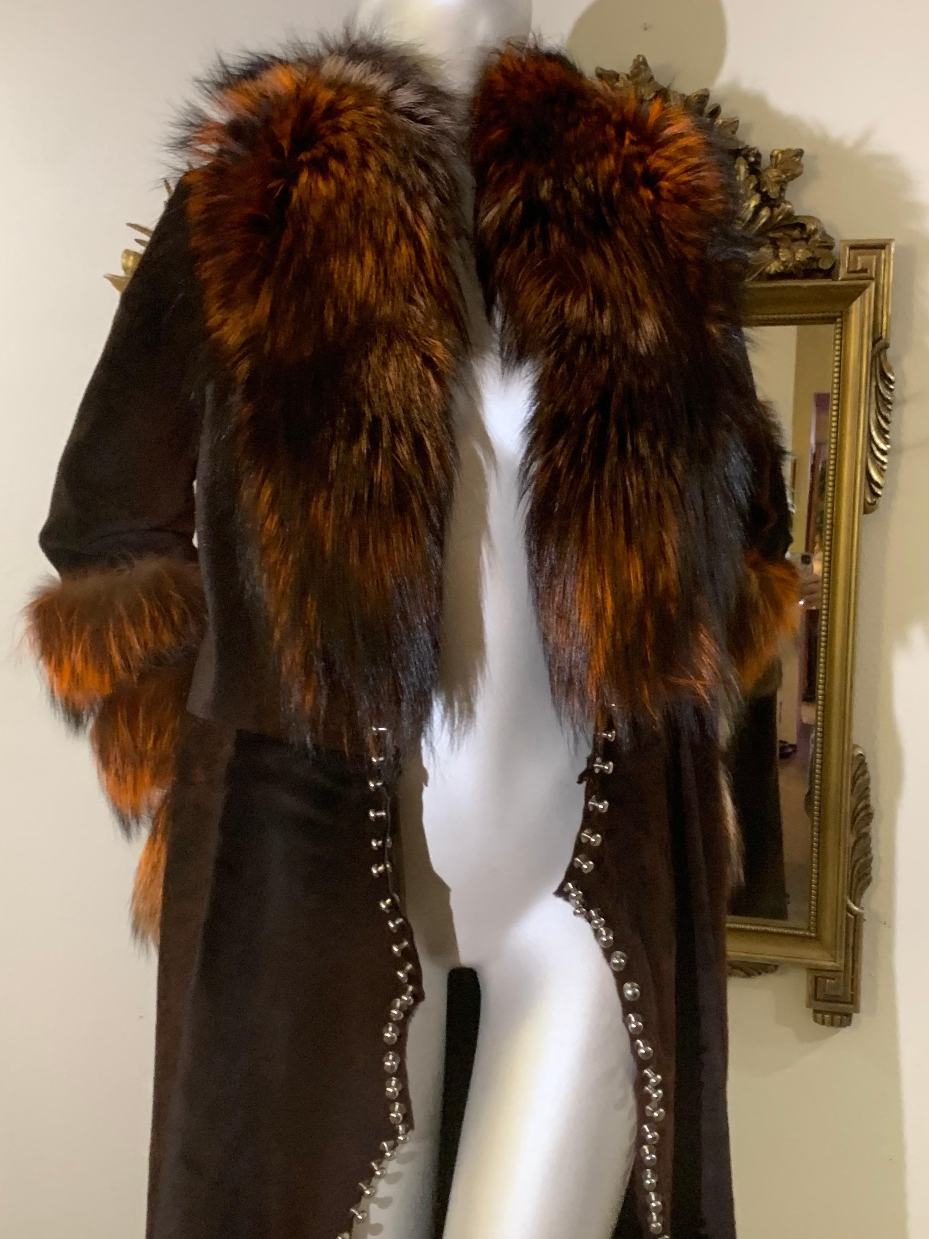 2000s Rockstar Runway Roberto Cavalli Pony Fur & Fox Collar Maxi Coat 12