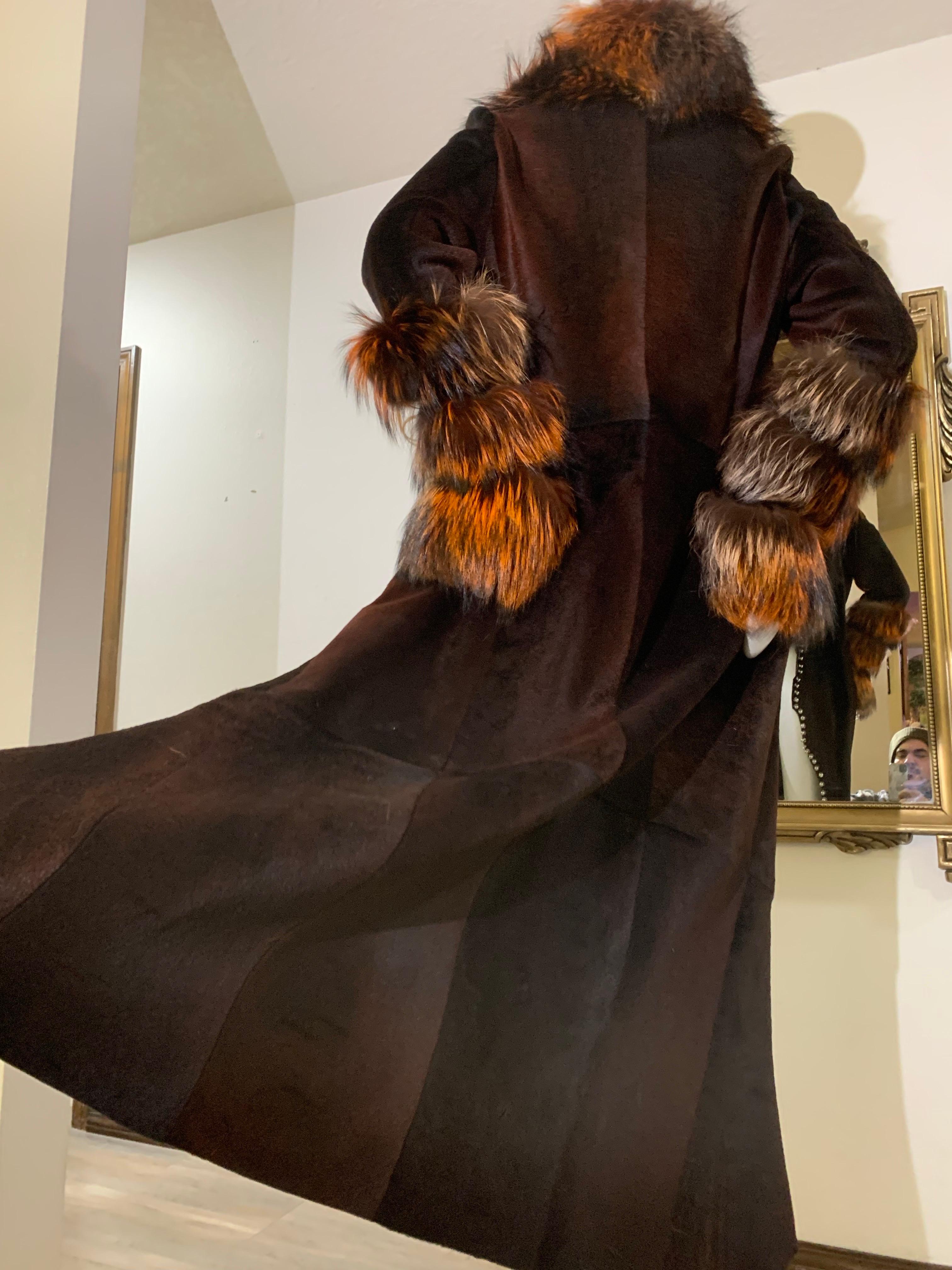 2000s Rockstar Runway Roberto Cavalli Pony Fur & Fox Collar Maxi Coat 4