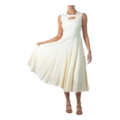 2000S ROKSANDA Vestido sin mangas de lana y viscosa color crema con busto ajustado
