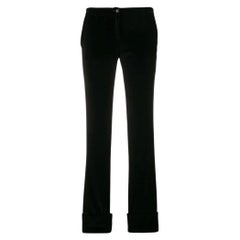 2000s Romeo Gigli black cotton velvet turn-up tailored trousers