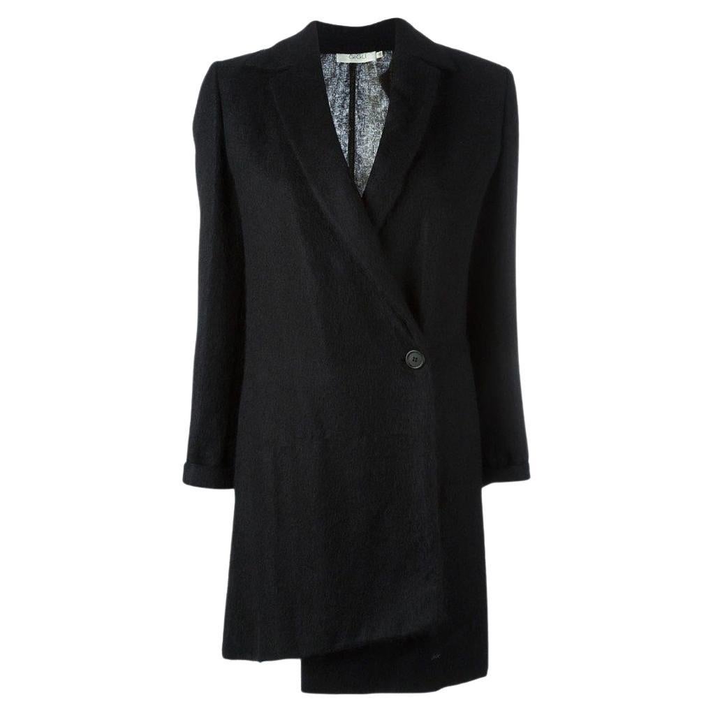 2000s Romeo Gigli Black Mohair Coat