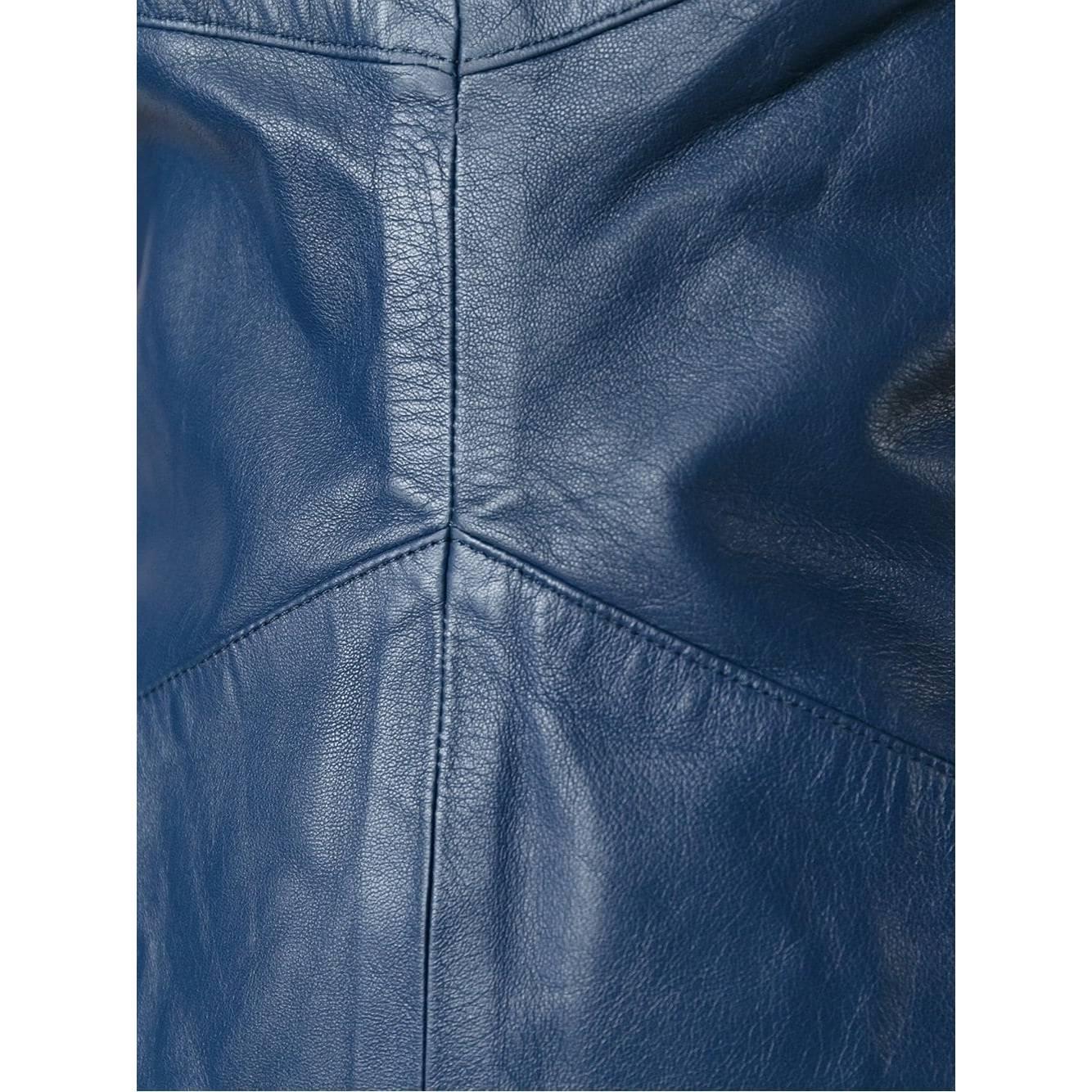 2000s Romeo Gigli Blue Leather Dress 1
